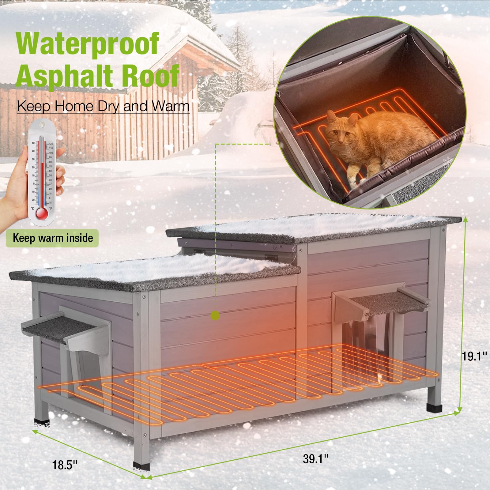Amazon.com : Gutinneen Heated Cat House Outdoor Feral Kitty